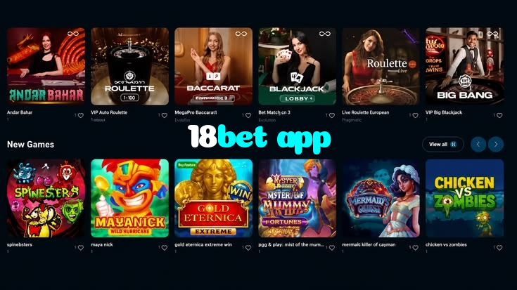 18bet app casino presented on mobile device in Pakistan with slots and live games